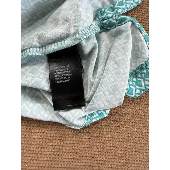 Kenneth Cole Golf Polo Shirt XL Teal Geometric Print Stretch Performance Mens - Picture 7 of 8